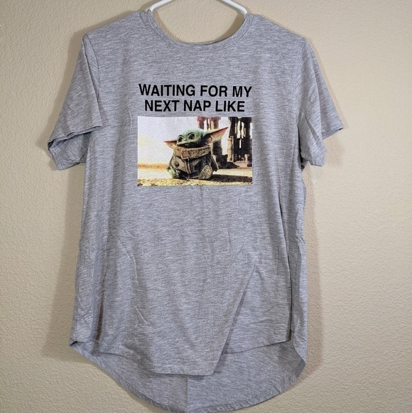 Star Wars Tops - Star Wars Baby Yoda Naptime Manalorian Grey T-Shirt